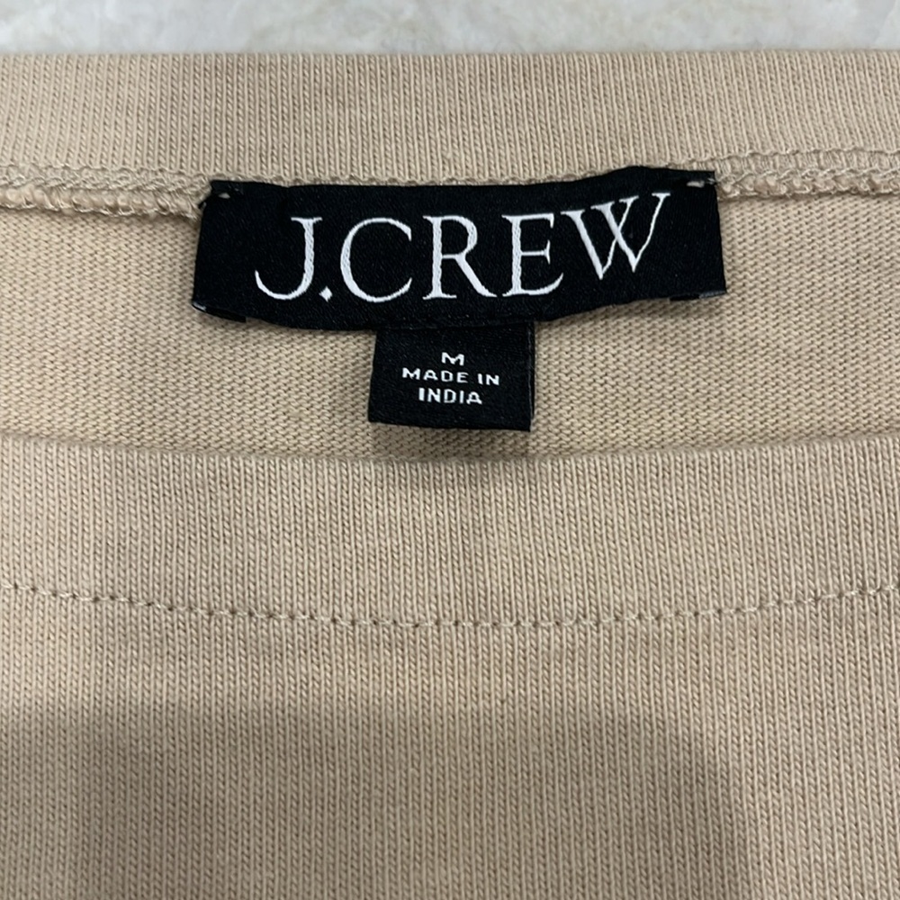 NEW J Crew Mariner Jersey Long Sleeve Tee Floral Embellished Light Khaki Medium - Picture 5 of 12